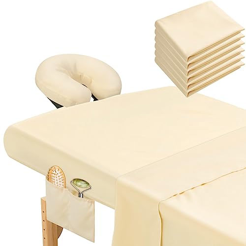 Mixweer 9 Pcs 3 Sets Massage Table Sheets Set Include Massage Bed Sheets Massage Bed Cover Massage Face Rest Cover Spa Bed Cover Washable Massage Fitted Sheet for Beauty Salon Spa Hair Salon (Beige)