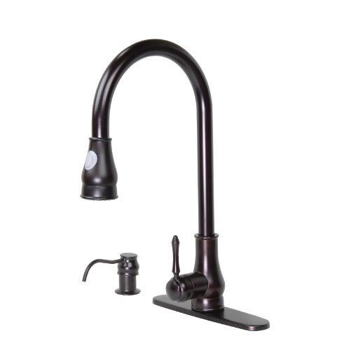 Archipelago TB001-A17ORB 18-Inch Modern Single Handle Pull Out Dual Spray Kitchen Faucet with matching Soap Dispenser (Oil Rubbed Bronze)