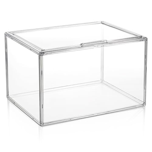 Stackable Display Storage Box with Magnetic Door, Clear Acrylic Display Case, Dustproof Book & Cosmetic Display Cases, Hobby Display Cases for Large Figures Collectibles, Luxury Bags, Sports Shoes