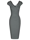 MUXXN Women's Elegant Cap Sleeves Bandage Bodycon Work Pencil Dress (Gray S)