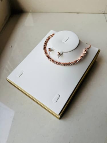 Image of Velvet Jewellry Drawer Organizer Stackable Tray (White, Necklce Tray+Earring +Ring)