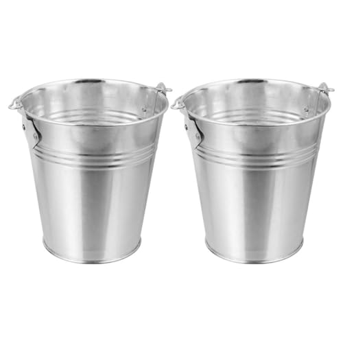 HOMSFOU Secchio per Grasso e Olio Barbecue in Metallo 2 Pezzi, Accessorio per Griglia Compatto e Resistente, Secchio Raccogli Gocce per Barbecue da Esterno e Picnic