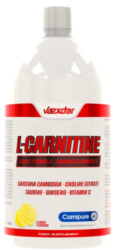Vaexdar L Carnitina | Carnitina Liquida | L Carnitina Quemagrasas | Garcinia Cambogia + Taurina + Citrato de Colina + Ginseng + Vitamina C | Fatburner | Quemador de Grasa Potente | Sabor Limón | 500ml Cover