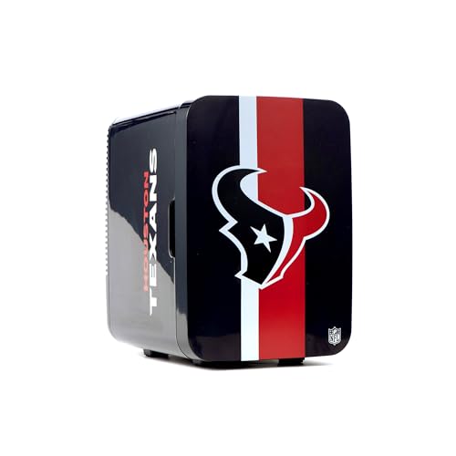 Image of Ukonic NFL Houston Texans 15-Can Mini Fridge 10L - AC /DC Powered, Official Team Colors & Logo, Portable Cooler for Tailgates, Home, Office, or Car