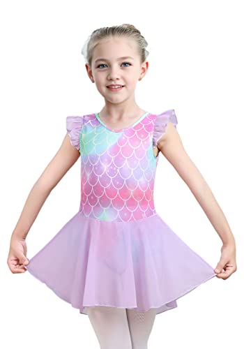 Image of iLover Kids Girls Classic Ruffle Sleeve Tutu kirted Leotard Dress for Dance, Gymnastics and Ballet