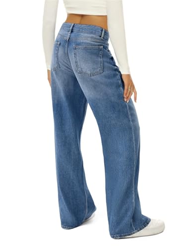 Wide Leg Jeans for Women High Waisted Straight Stretch Casual Fashion Loose Denim Pants with Pockets2