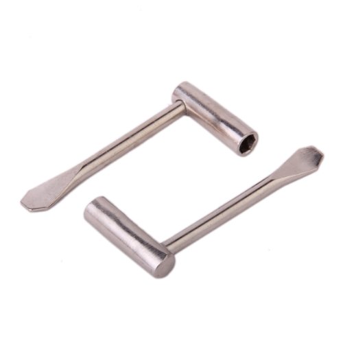 バンジョー用スチール製六角棒チューニングレンチ2個 ドライバーエンド付き 1/4インチフィット コンパクト 長さ2 3/4インチ