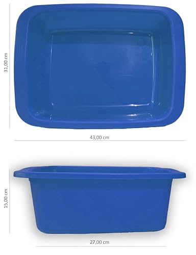 MACHIAVELLI START rechteckige Schüssel aus Kunststoff, Fassungsvermögen: 10 l, Mehrzweckwanne, Maße: 42 x 31 x 15,5 cm