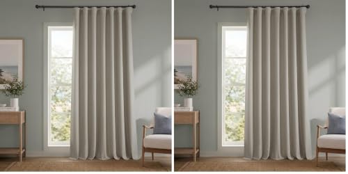 Image of HPD Half Price Drapes - Faux Linen Curtains for Living Room (2 Panels) - 100W X 108L - Extra Wide Textured Room Darkening Curtains for Bedroom 108 Inches Long - Drapes for Home Decor, Oatmeal