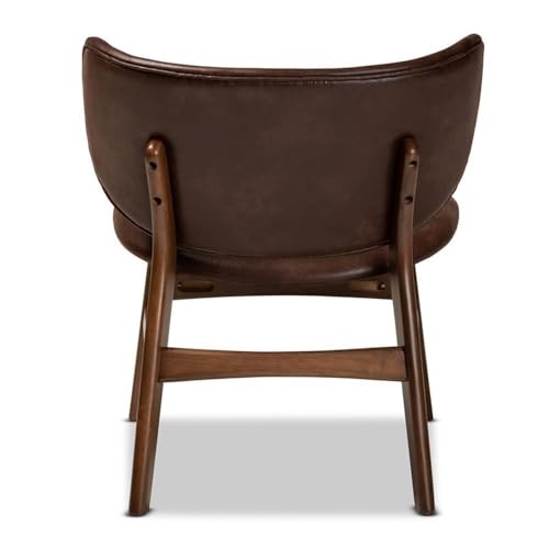 Sillón moderno marrón con efecto cuero sintético miniatura 6
