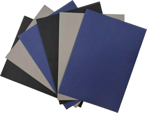 Image of KCS 4 /6 pc of 12 inch x 18 inch(30cmx45cm) 16 Count Cotton Aida Cloth Cross Stitch Fabric (6 pc,Navy Blue+Dark Grey+Black)