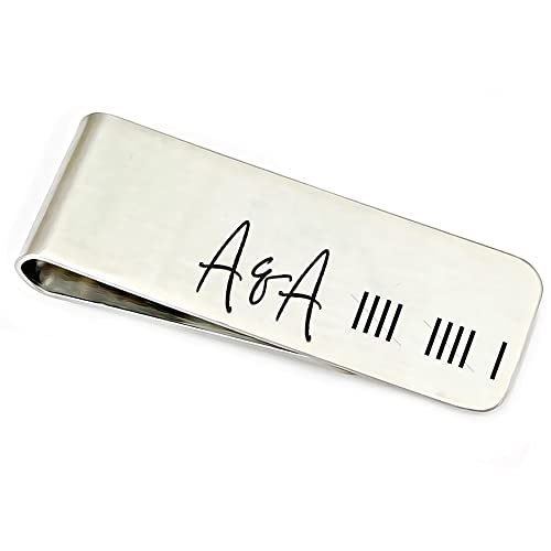 Anniversary Money Clip Personalized Wallet Money Personal Wallet Initials Husband Money Clip Men's Initials Gift Wedding Date Father Steel ANNIVERSARY-MONEY