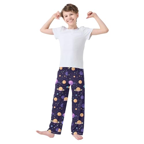 Space Galaxy Planet Long Pajama Pants Elastic Waist PJ Bottoms with Pockets S A1106283