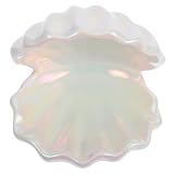 Holibanna Urokliwy Stojak Biżuterię Kształcie Muszli Ceramiczny Organizer Pierścionki i Kolczyki Estetyczna Dekoracja Stół Praktyczny Tray Do Sypialni i Salonów