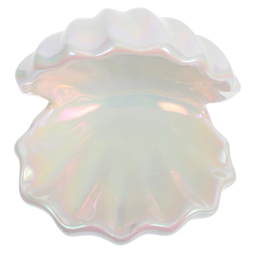 Holibanna Urokliwy Stojak Biżuterię Kształcie Muszli Ceramiczny Organizer Pierścionki i Kolczyki Estetyczna Dekoracja Stół Praktyczny Tray Do Sypialni i Salonów