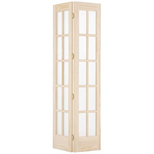 LTL Home Products 852726 Traditional French Divided Glass Interior Bifold Solid Wood Door, 30"x80", Unfinished