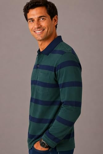 Image of SANE ORIGINALS Men's Full Sleeve Polo T-Shirt with Pocket, Premium Cotton Blend Collar Neck Tee