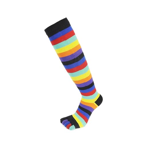 Calcetines Con Dedos 2 pares de calcetines hasta la pantorrilla con punta abierta for mujer y niña, medias de arcoíris con estampado de trébol a rayas coloridas, calcetín feliz, calcetín largo de algo