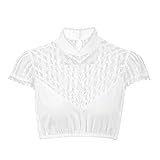 Dirndlbluse Damen Spitze Weiß Elegant und Stylisch Dirndl Bluse mit Spitze Trachtenbluse für Oktoberfest,Weiß,Size 44