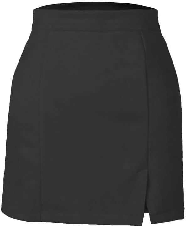 HARONAR Women's Faux Suede High-Waisted Bodycon Short Zipper A-Line Mini Skirt