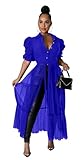 Ekaliy Women's Short Sleeve Round Neck High Low Asymmetrical Irregular Hem Casual Tops Blouse Shirt Dress L RoyalBlue