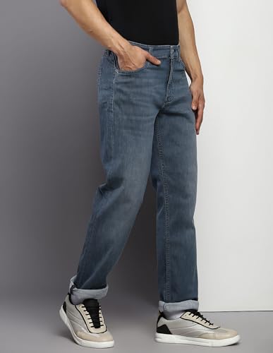 Image of Calvin Klein Dark Tone Polyester Cotton Skinny Fit Men's Jeans