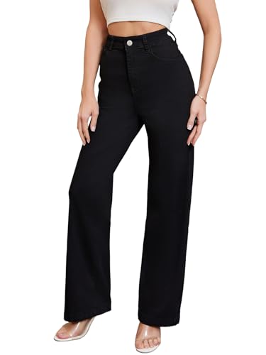 LONGBIDA Straight Leg Jeans for Women High Waisted Trendy Stretchy Baggy Jean Wide Leg Denim Pants