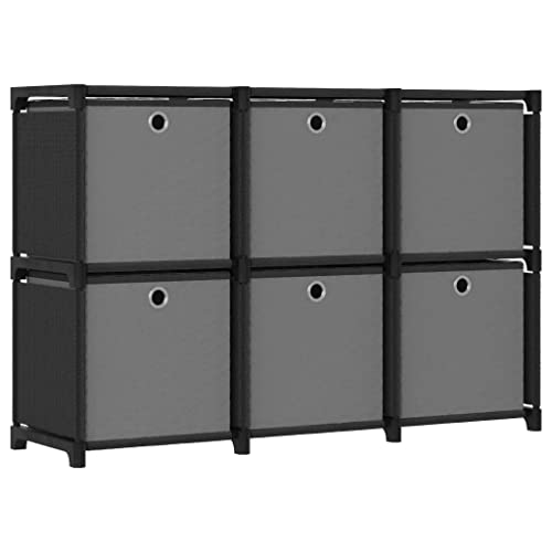 ZIRLANLV Estante de Exhibición, Independiente, Organizador de Múltiples Compartimentos de Tela y Acero para Sala de Estar y Oficina (15 Cubos Negros) (6 Cubos con Cajas)