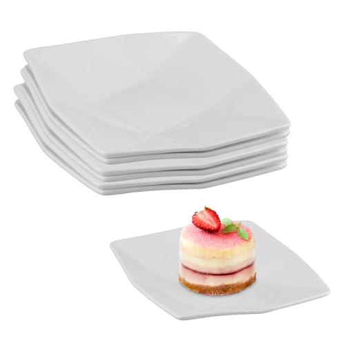 imposyu Lot de 6 Assiettes de Service Carrées en Porcelaine Petit Assiettes Plates 13,8 x 13,8cm...