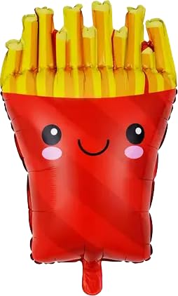 Happy French Fries Foil Balloon - Cute Chips Helium Balloon for Kids Birthday Party, Fast Food Theme & Fun Party Decorations, 65cm (2 Pack)