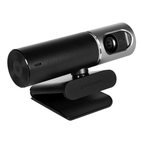 Streamplify CAM PRO 4K Webcam, 105° Weitwinkel, 8,5M Pixel Sensor, Eingebaute Stereo-Mikrofone, Autofokus, Drehbare Objektivabdeckung, Schwarz