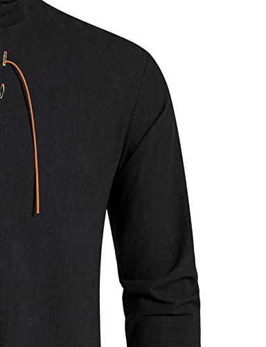 LucMatton Herren Retro Schnürung Mittelalter Kostüm Hemden für Halloween Cosplay Wikinger Pirat Steampunk Vampir Renaissance Gothic Viktorianische Kleidung Schwarz Mittel