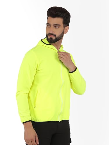 Image of GREENLANDS Windcheater GNL TRISH: Men's Reflective Windproof Jacket - NS Lycra, Breathable Mesh, Multiple Pockets, Adjustable Waist, Full Sleeves for Outdoor Adventures