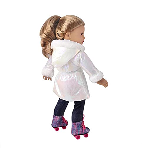 DUORUIMI Doll Clothes Winter Outfit Long Coat Jacket for American Girl Doll 18 inch, White - Image 2