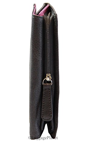 RFID Womens Card Case Credit Card Leather Wallet (Storm w/Chianti Interior)3