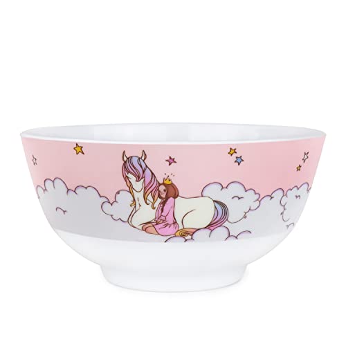 Kiz Designs Unicorn Children Dishes – Premium Melamine Kids Dinnerware Set With Cup, Bowl, Feeding Plate –Non-Bpa And Dishwasher Safe – 3Pcs Childs Dishware #TOP3
