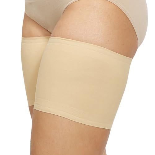 TopYart Banda Elástica Antirozaduras para Muslos - Encaje con Forro de Silicona Antideslizante, Evita el Roce entre Muslos, Cómoda y Segura (FR/ES, Letras, L, Regular, Regular, Color de piel)
