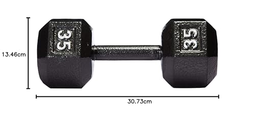 Image of amazon basics Cast Iron Hexagon Fixed Dumbbell, 15.9 Kgs (35 pounds) Black