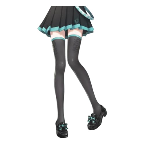 THE UNTAMED Miku Cosplay Thigh High Stockings Anti-Pilling Pantyhose Anime Costume Accessories for 150-170cm Height