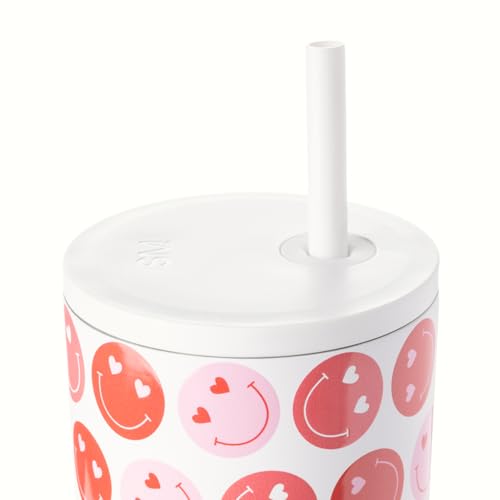 Image of Simple Modern 40 oz Trek Tumbler with Handle and Straw Lid | Cup Holder Friendly Insulated Stainless Steel Travel Mug | Happy Heart Eyes