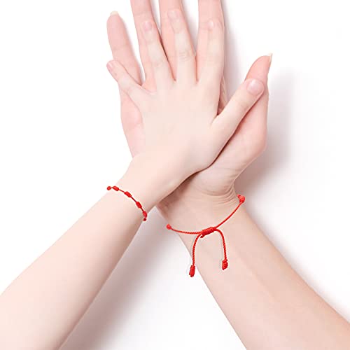 Epakh 50 Pieces Red String Bracelets 7 Knot Braided Bracelet Adjustable Cord Kabbalah Protection Handmade Friendship Amulet Good Luck Bracelet for Women Men4