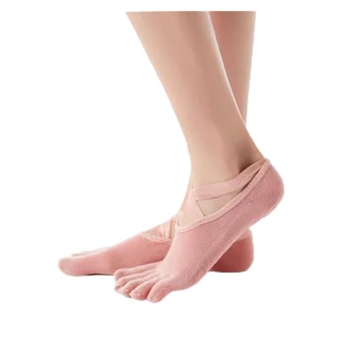 LVCHAO 4 pares de calcetines yoga for mujer, antideslizantes, secado rápido, con amortiguación, for pilates y ballet, buen agarre, algodón Para Yoga, Danza(Pink3)