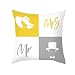 ANAZOZ Funda Cojin de 50x50,Fundas de Cojines para Salon Mrs y MR con Sombrero (Amarillo Gris,Sin Relleno)