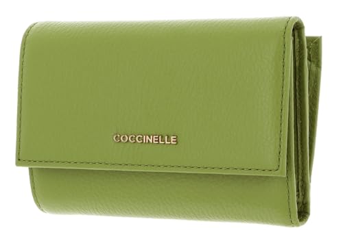 Porte-monnaie Coccinelle Metallic Soft en cuir vert guacamole pour femme