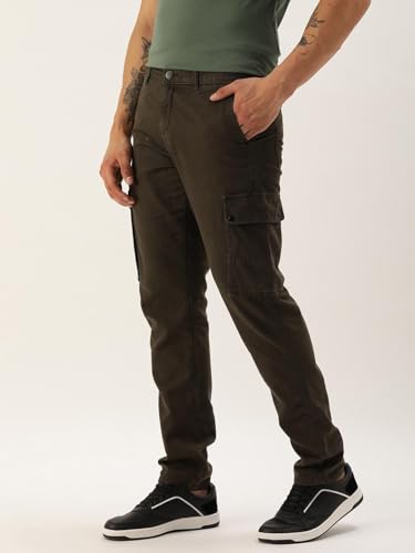 Image of IVOC Men MID-Rise Slim FIT Multi-Pockets 100% Cotton Cargo Pants