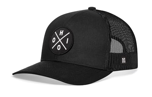 Image of HAKA State City Trucker Hat for Men & Women, Adjustable Baseball Hat, Mesh Snapback, Sturdy Outdoor Black Golf Hat