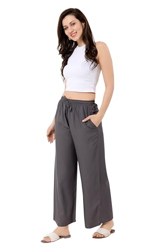 Image of TRASA Women's and Girls Cotton Reyon Regular Fit Palazzo Pants - Available Size - L, XL, 2XL, 3XL