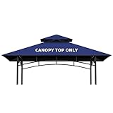 Grill Gazebo Replacement Canopy Top Only - 5' x 8' Outdoor BBQ Gazebo Canopy Roof, Waterproof Double Tiered Shelter Cover Fit for Model L-GG001PST-F (Blue)