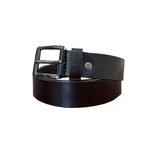 Genuine Leather Belt, Handcrafted, Black, Chrome Buckle, Premium Buff Leather, 40mm Width3