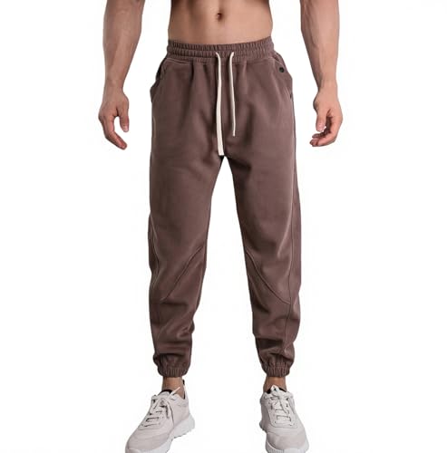 FQZWONG Mens Sweatpants Athletic Training Running Workout Pants Casual Loose Drawstring Elastic Waist Trousers with Pockets（Coffee,Medium